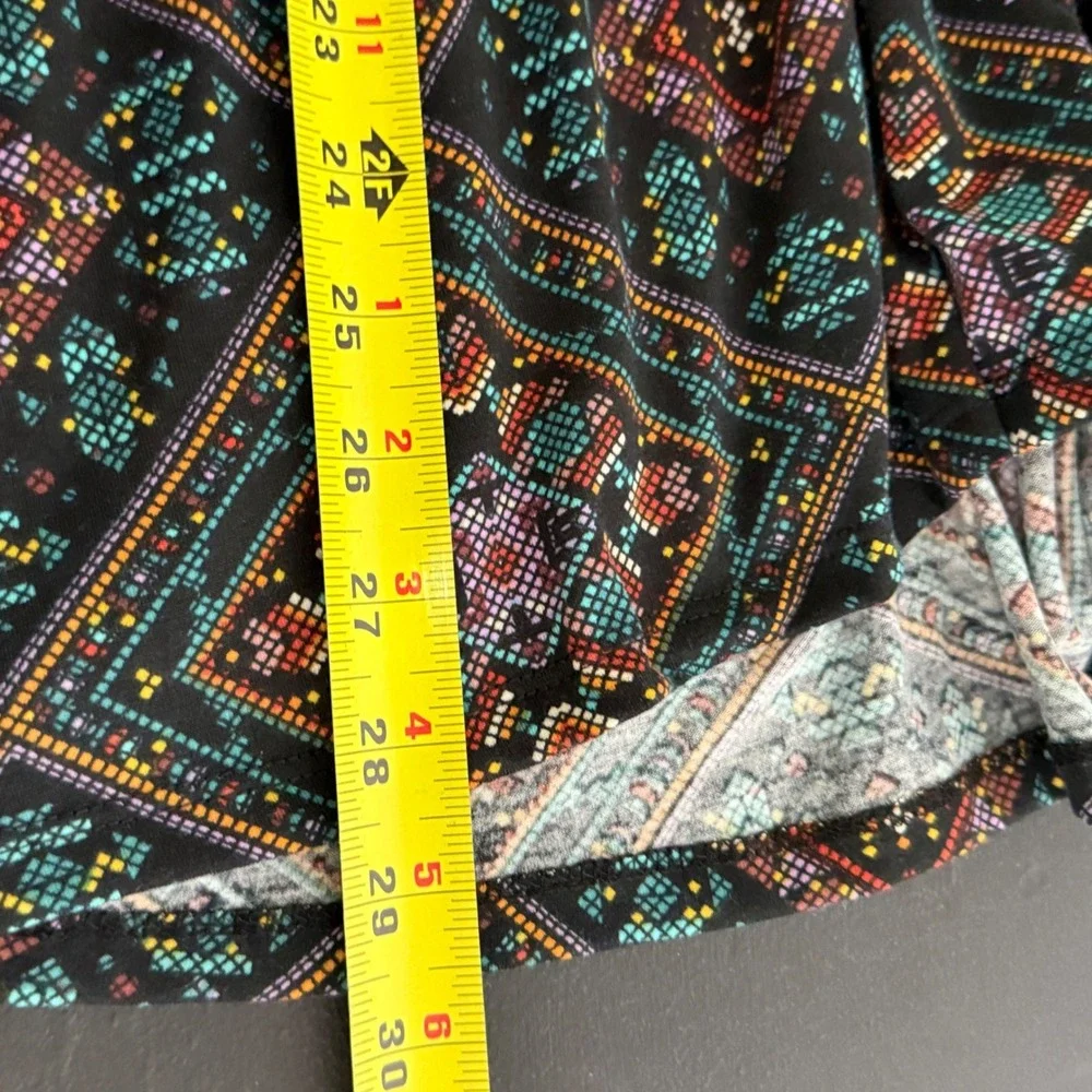 LuLaRoe Tunic Womens XXS Black Multi Geometric Diamond Swing High Low
